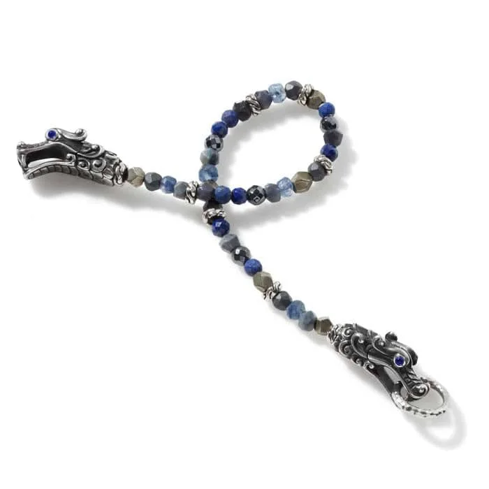 men’s engraved cuff bracelet Legends Naga Double Dragon Head Bead Bracelet in Sterling Silver