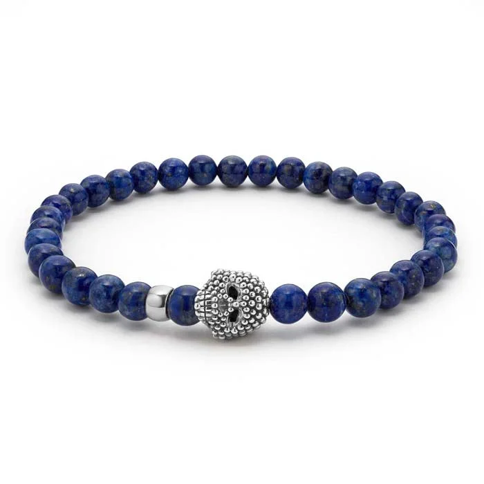 men’s tungsten wedding ring LAGOS Anthem Lapis Skull Bracelet in Sterling Silver