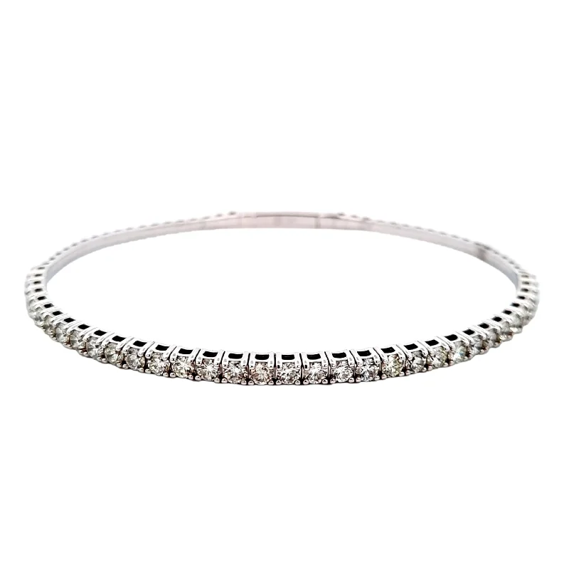 minimalist rose gold bracelet Mountz Collection 2.0CTW Flexible Diamond Bangle in 14K White Gold