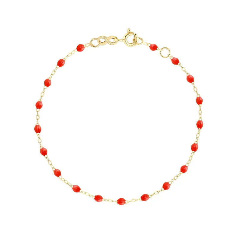 real garnet stacking rings 18K Gold and Coral Resin Beaded "Classic" Bracelet