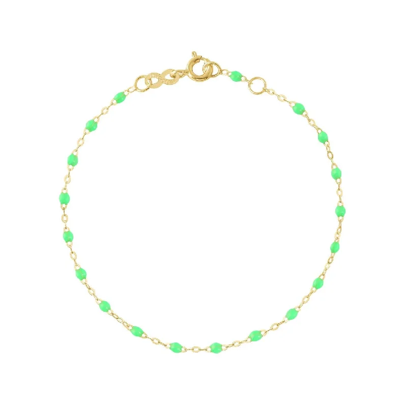real peridot gemstone ring 18K Gold and Neon Green Resin Beaded "Classic" Bracelet