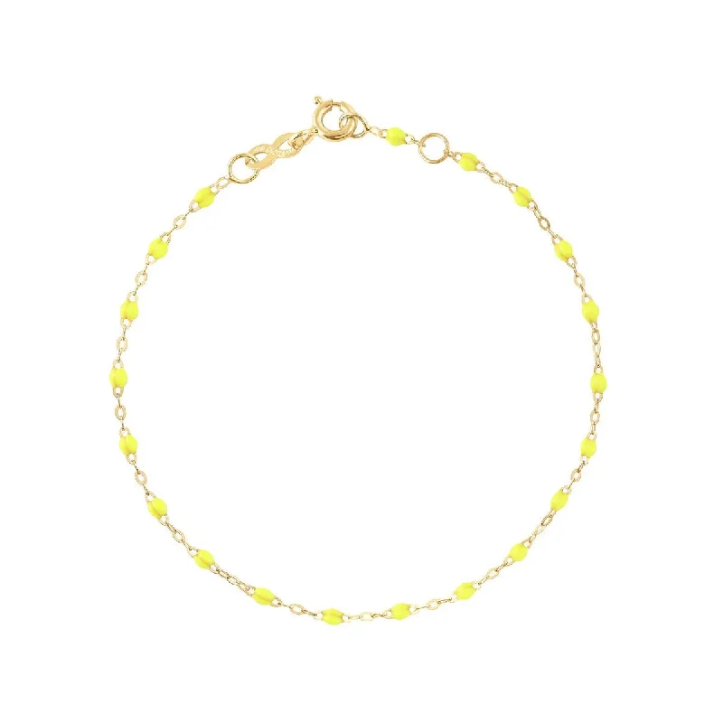 solid gold stacking rings set 18K Gold and Neon Yellow "Lime" Resin Beaded "Classic" Bracelet