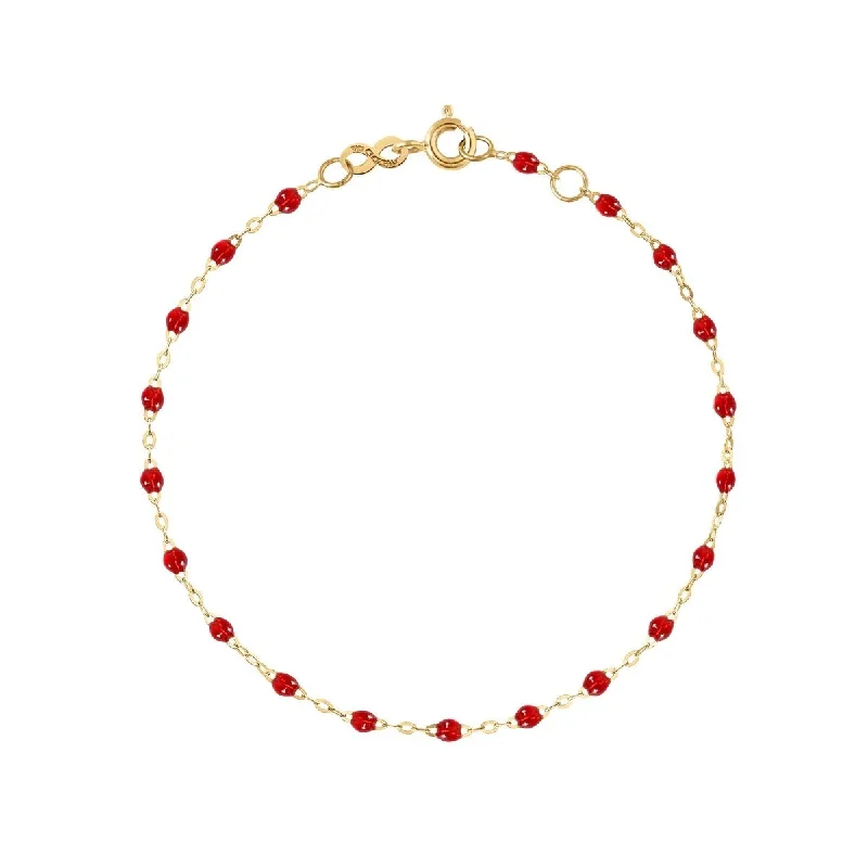 vintage diamond brooch 18K Gold & Ruby Resin Beaded "Classic" Bracelet