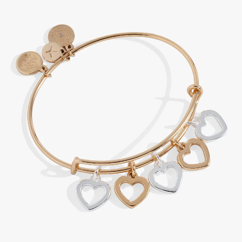 personalized couple’s keychain pendant Hearts Multi-Charm Bangle