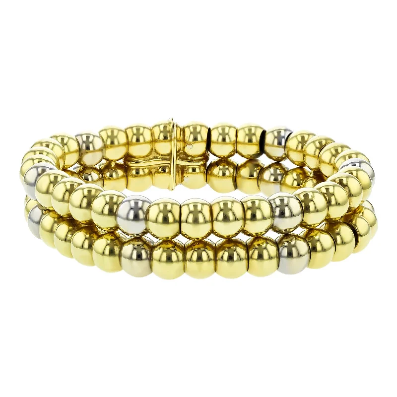 silver hoop earrings small Italian 18K Yellow Gold Double Row Bead Bracelet