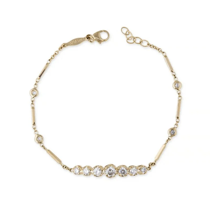 dainty feather charm necklace Graduated Diamond "Kate" Bracelet with Bar Chain