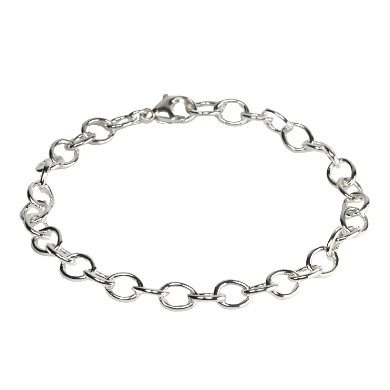 hammered gold stacking rings Sterling Silver Oval Link Chain Bracelet