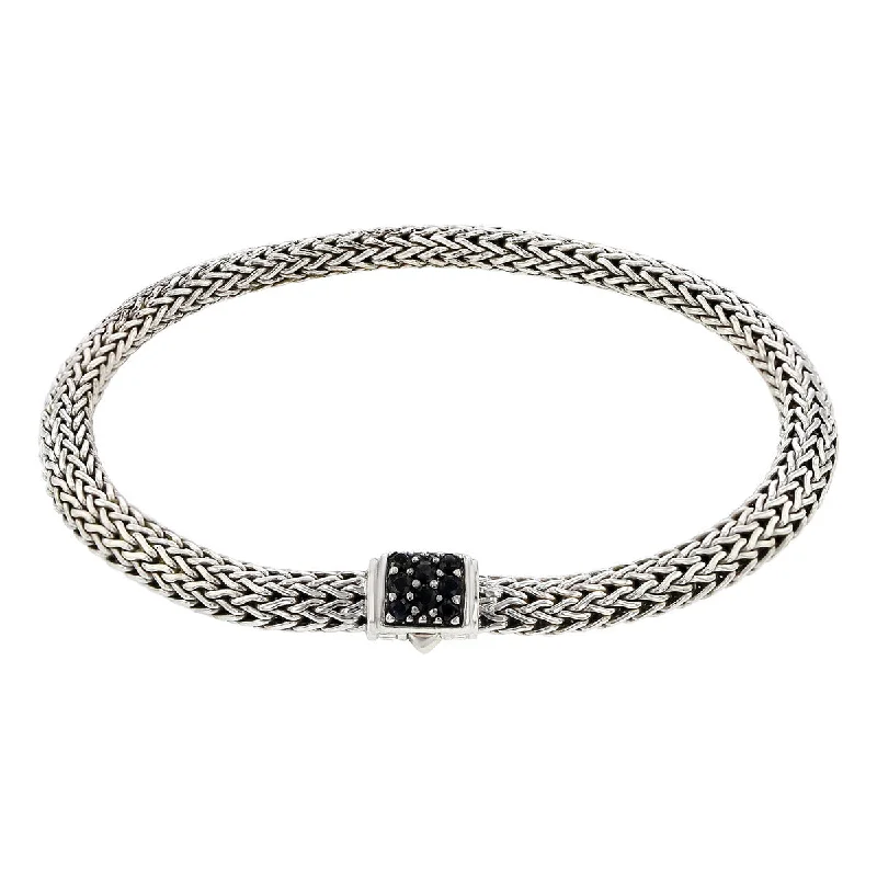 gold daisy stud earrings John Hardy Classic Chain Bracelet with Black Sapphires