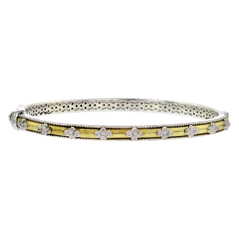 gold plated Cuban link chain Jude Frances Silver and 18K Gold Hinged Bangle Bracelet