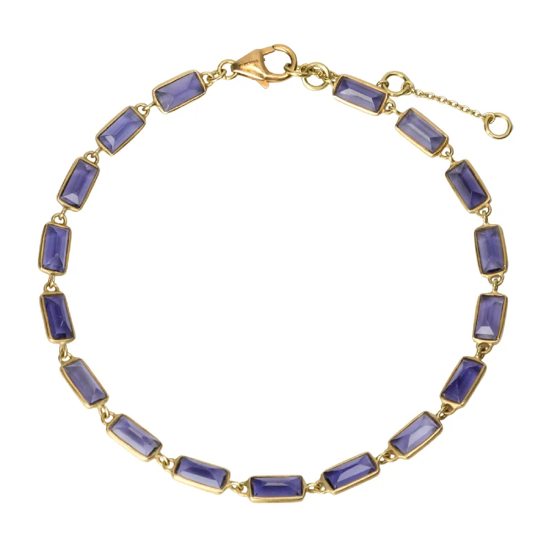 rose gold initial pendant necklace Bezel-Set Iolite "Stiletto" Bracelet