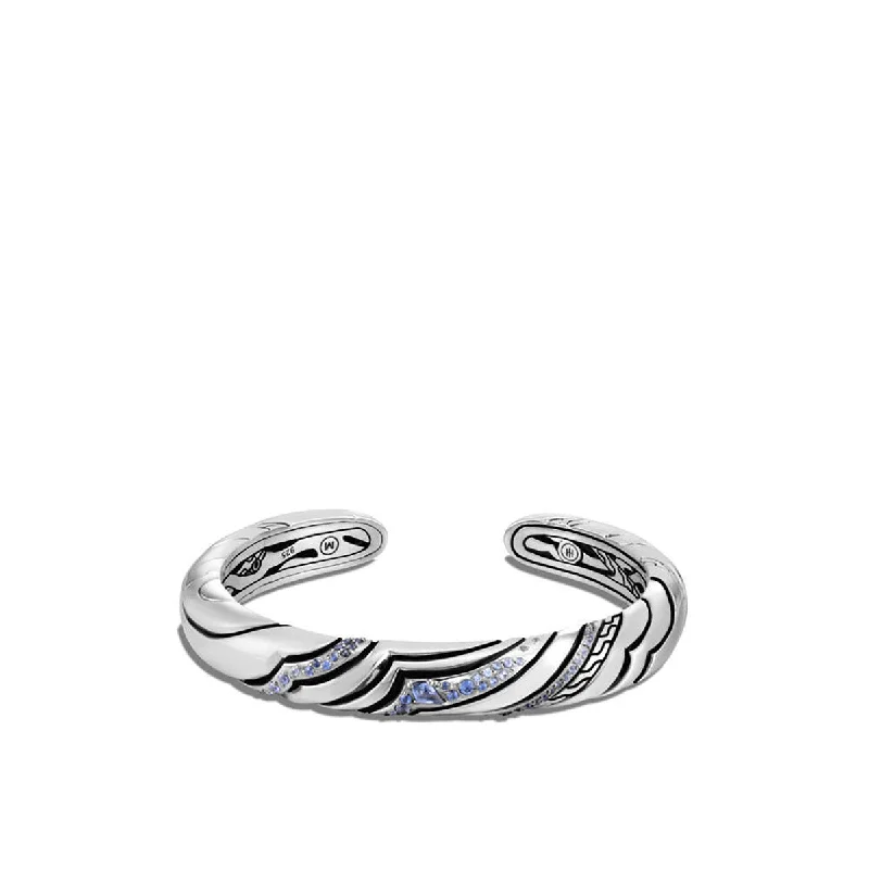 men’s silver ring with onyx Lahar Silver Small Kick Cuff with Blue Sapphire