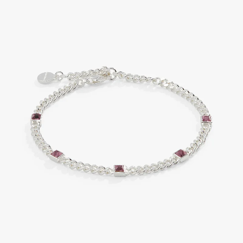 June Birthstone Light Amethyst Curb Chain Bracelet