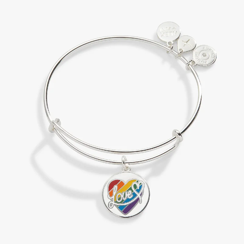 LOVE Rainbow Heart Charm Bangle