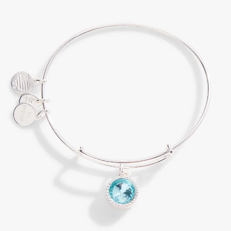 unique diamond eternity band March Birthstone Charm Bangle, Aquamarine