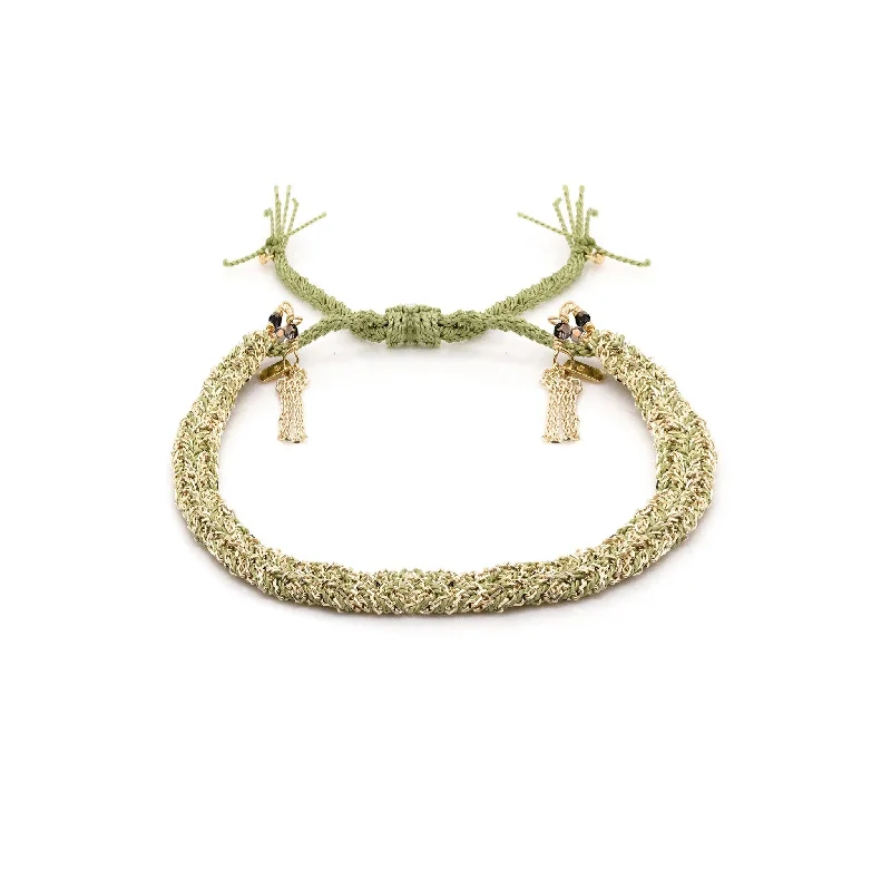 rose gold feather earrings Gold Vermeil Chain and Jade Silk Woven Bracelet
