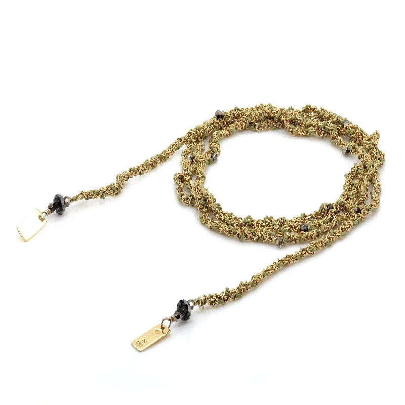 minimalist chain anklet gold Gold Vermeil Chain and Jade Silk Woven Wrap