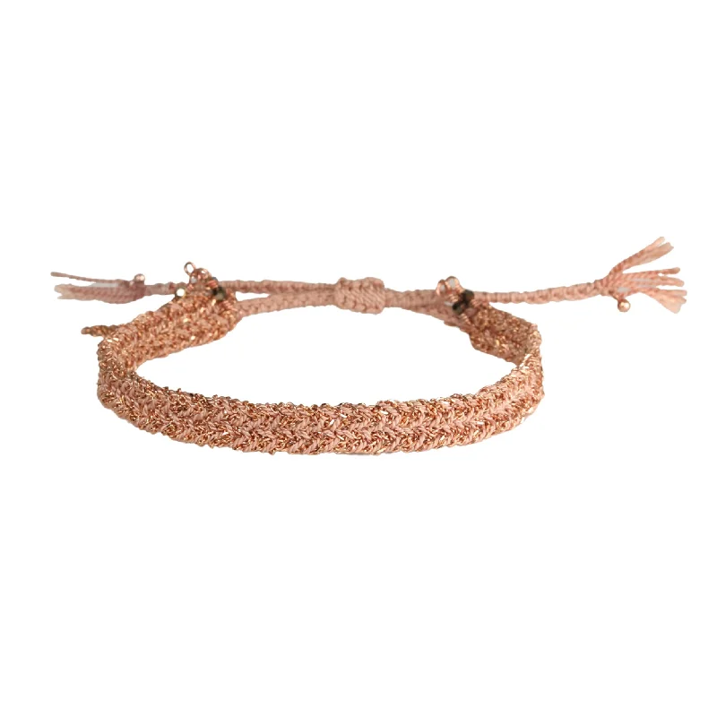 vintage platinum wedding band Rose Gold Vermeil & Nude Silk Woven Bracelet