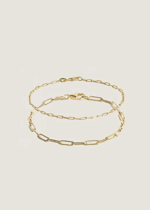 Micro & Paperclip Link Chain Bracelet Stack