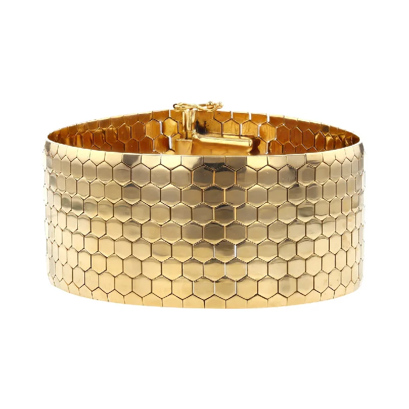 birthstone charm bracelet for mom Mid-Century 1-Inch Wide 18K Gold Brick Mesh Bracelet