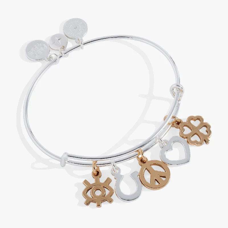 natural crystal pendant necklace Mixed Symbol Multi-Charm Bangle