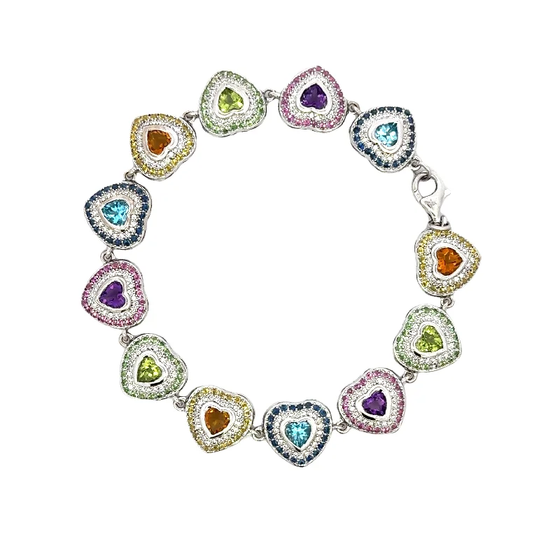 Multi Stone Heart Bracelet