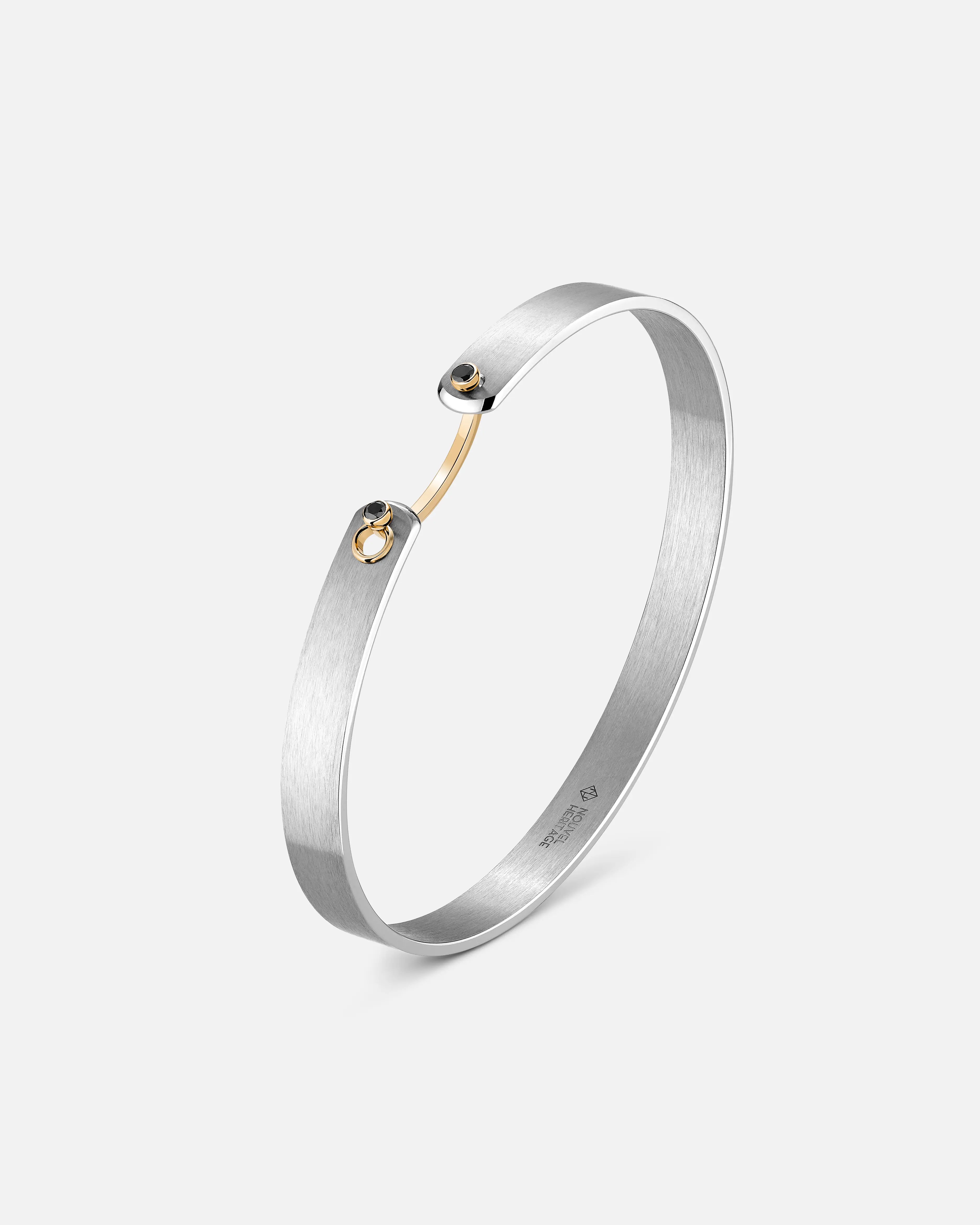 Paris From The Sky GM Mood Bangle with Black Diamonds in Yellow Gold