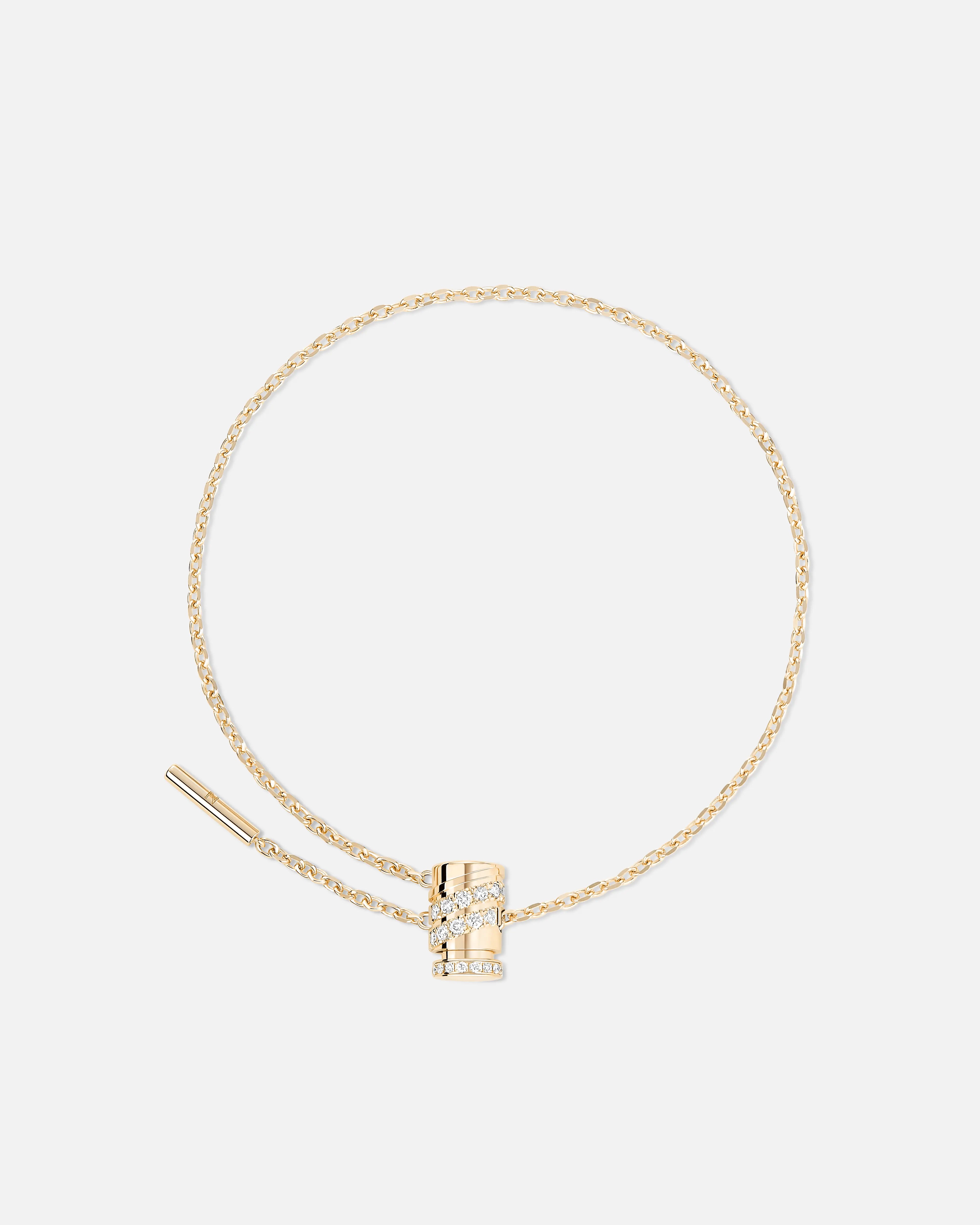 Paved Mini Latch Bracelet in Yellow Gold