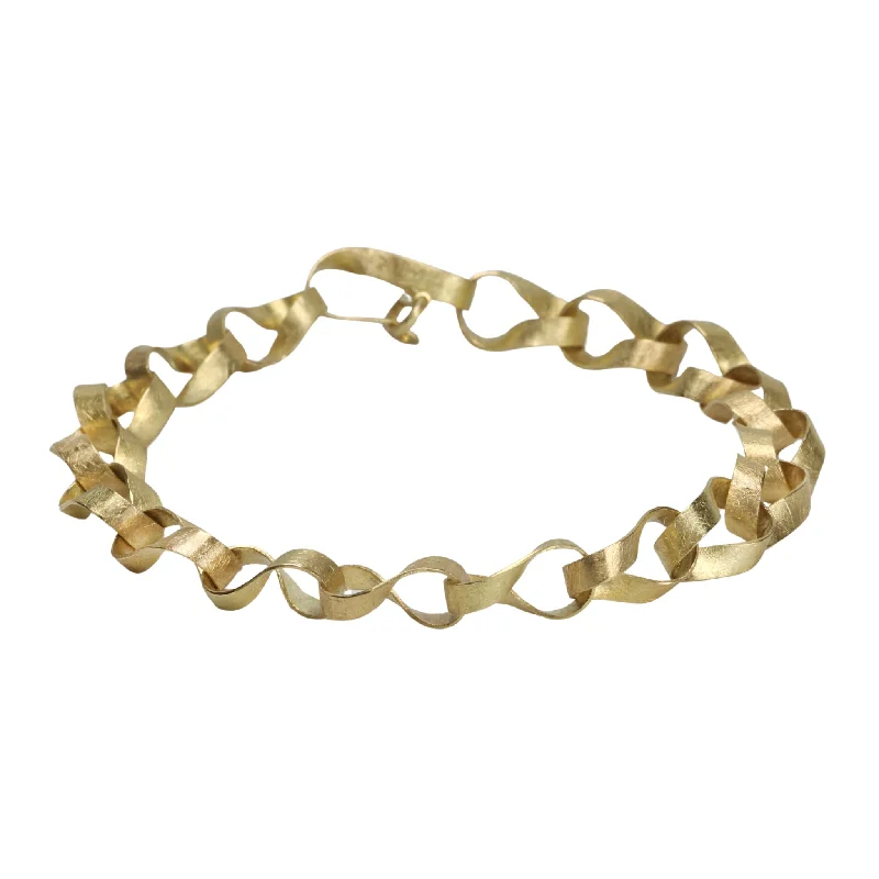 infinity couple’s ring matching set 18K Gold Handmade "Mobius" Link Bracelet