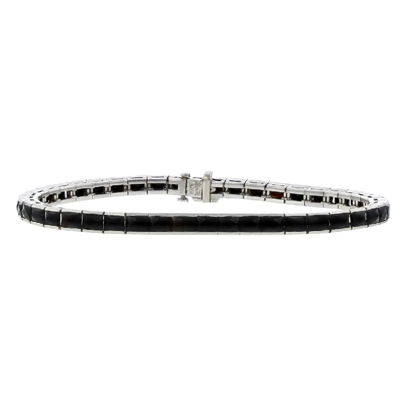 classic pearl bridal earrings Platinum Square-cut Black Onyx Line Bracelet