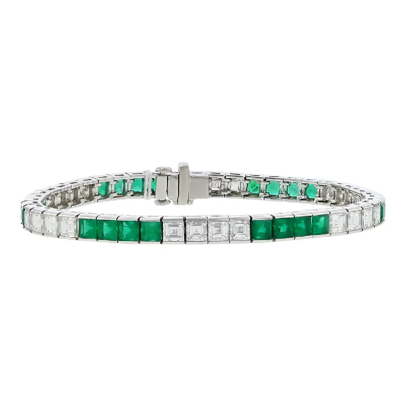 real citrine gemstone pendant Platinum Square-cut Emerald and Diamond Line Bracelet
