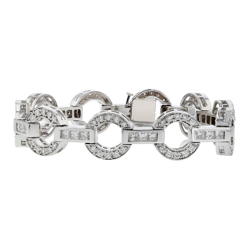 gemstone cluster earrings silver Princess-cut Diamond Round and Straight Link Bracelet