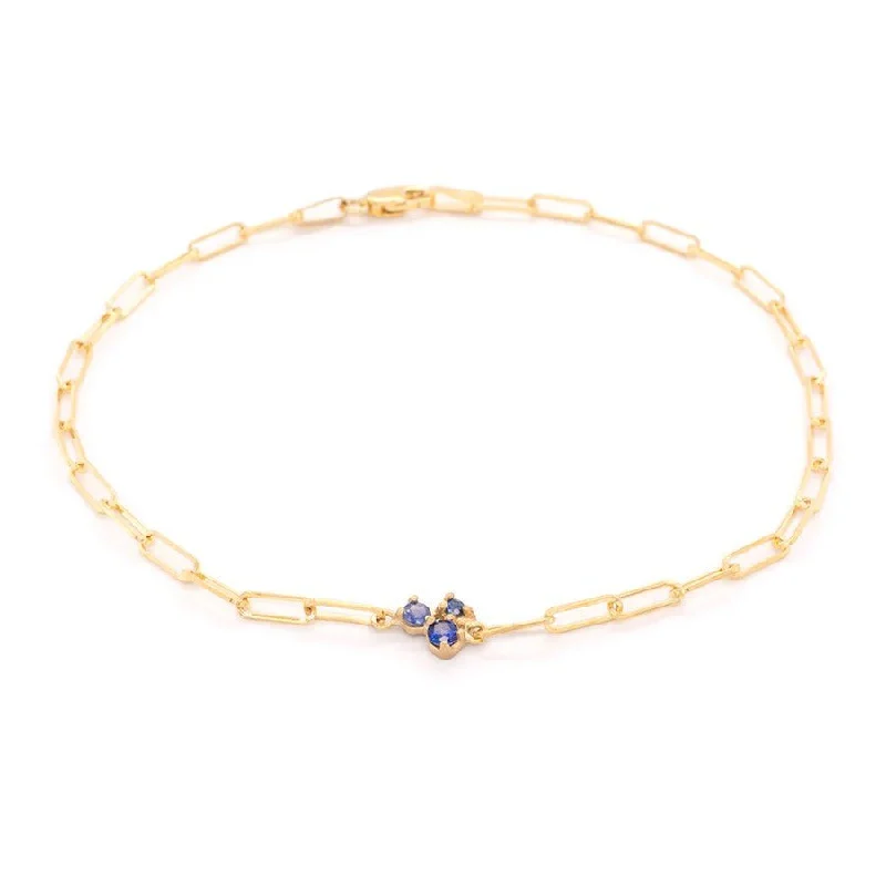 bohemian anklet with shells Prong-Set Blue Sapphire Cluster "Festival" Bracelet