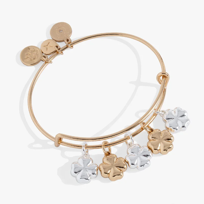 dainty sapphire gemstone bracelet Puffy Clover Multi-Charm Bangle