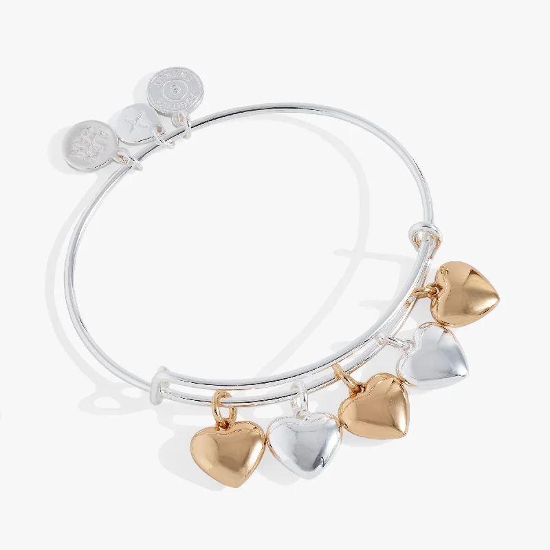 handcrafted sterling silver necklace Puffy Heart Multi-Charm Bangle
