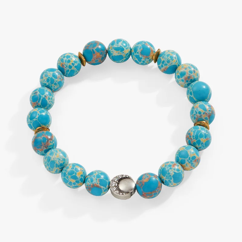 Reconstituted Turquoise Beaded Stretch Bracelet