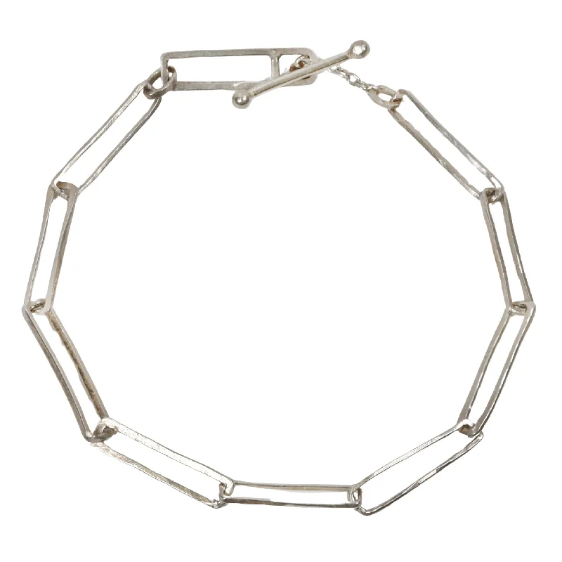 hammered silver pendant necklace The "Drawer Project 15" Sterling Silver Rectangular Link Bracelet