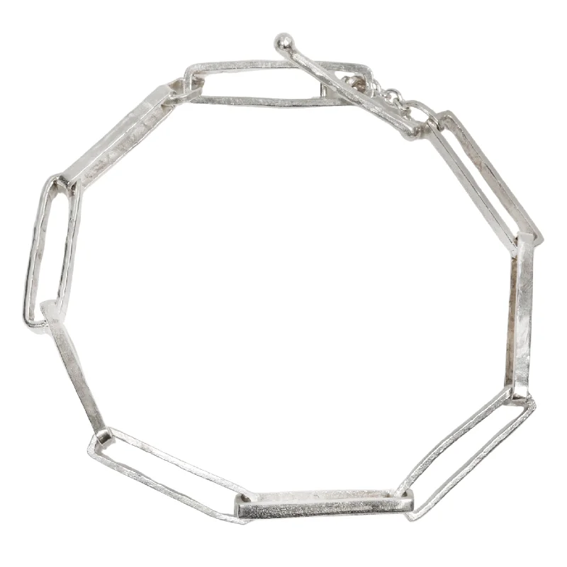vintage diamond drop necklace The "Drawer Project 8" Upcycled Sterling Silver Thick Rectangular Link Bracelet