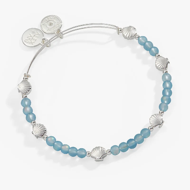 Shell Motif Beaded Charm Bangle