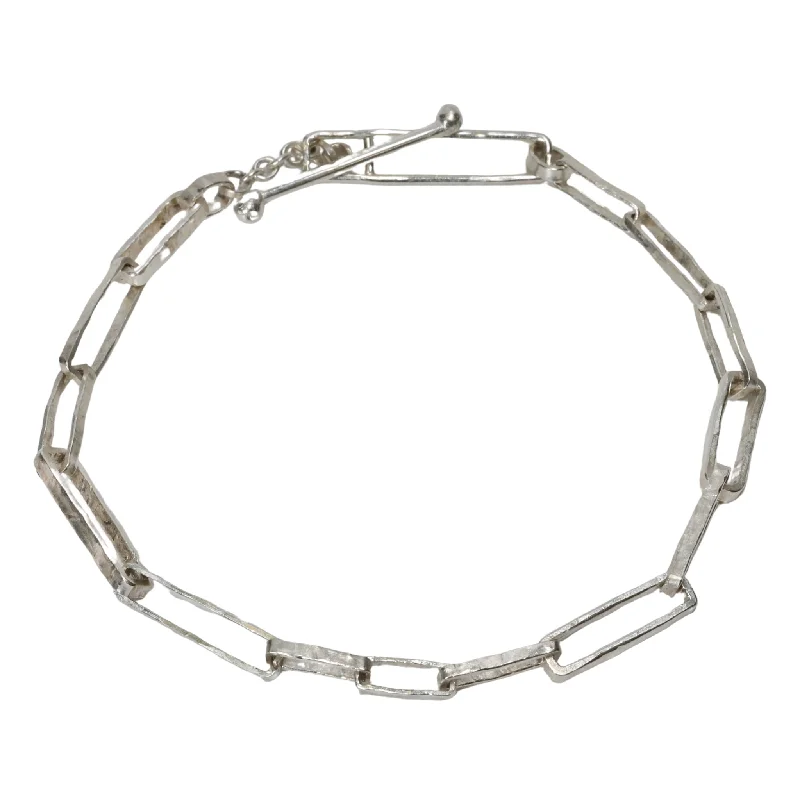 round cut diamond engagement ring The "Denise" Bracelet with Handmade Sterling Silver Rectangular Links