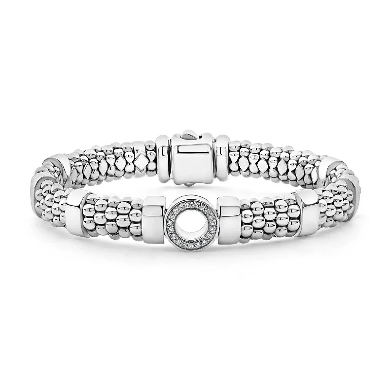 personalized gold bar necklace Single Station Diamond Circle Caviar Bracelet