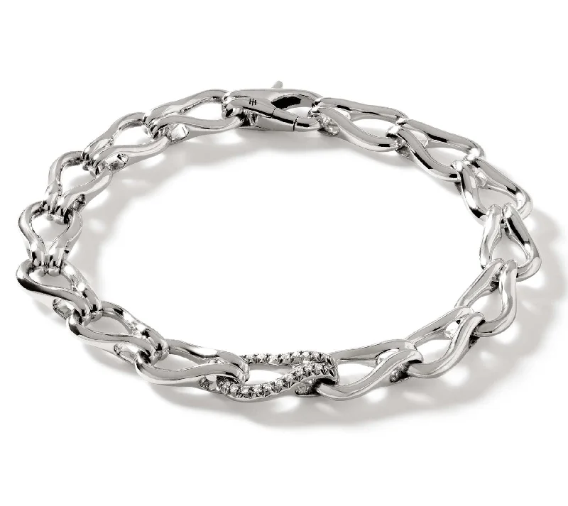 Sterling Silver White Natural Diamond Surf Collection Bracelet