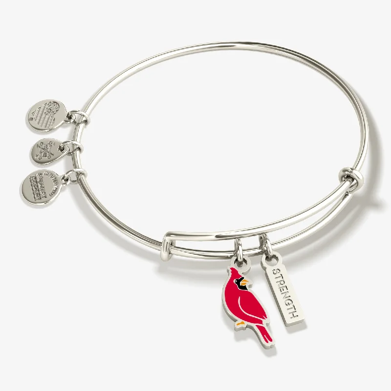 natural jade ring 'Strength' Cardinal Duo Charm Bangle Bracelet
