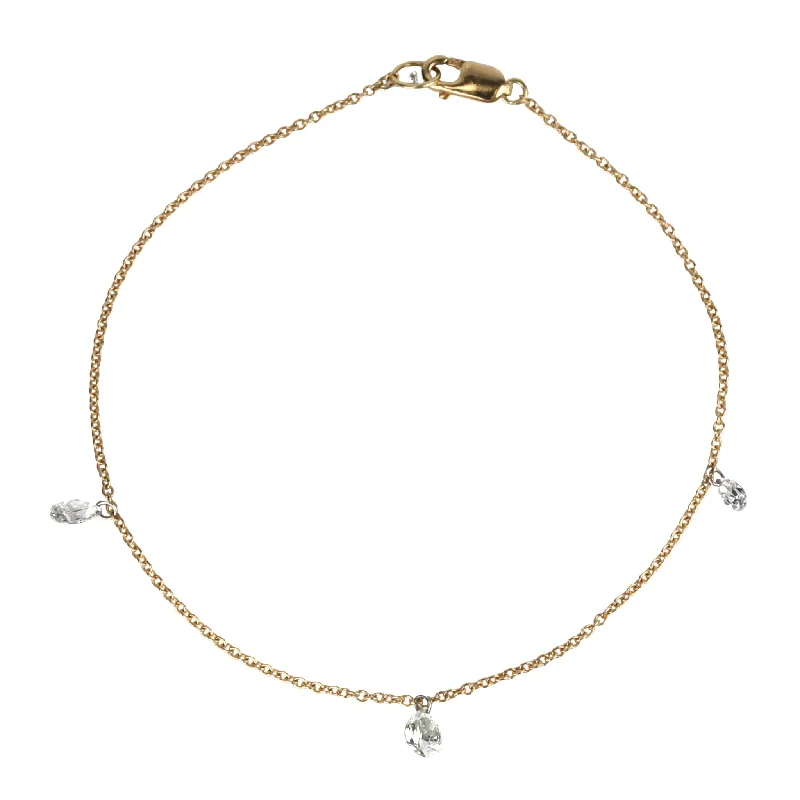 infinity heart necklace personalized Gold Chain Bracelet with Three Pear-Shaped Free-Set Diamonds