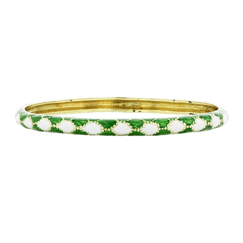 gold engagement ring vintage Tiffany and Co. White and Green Enamel Bangle