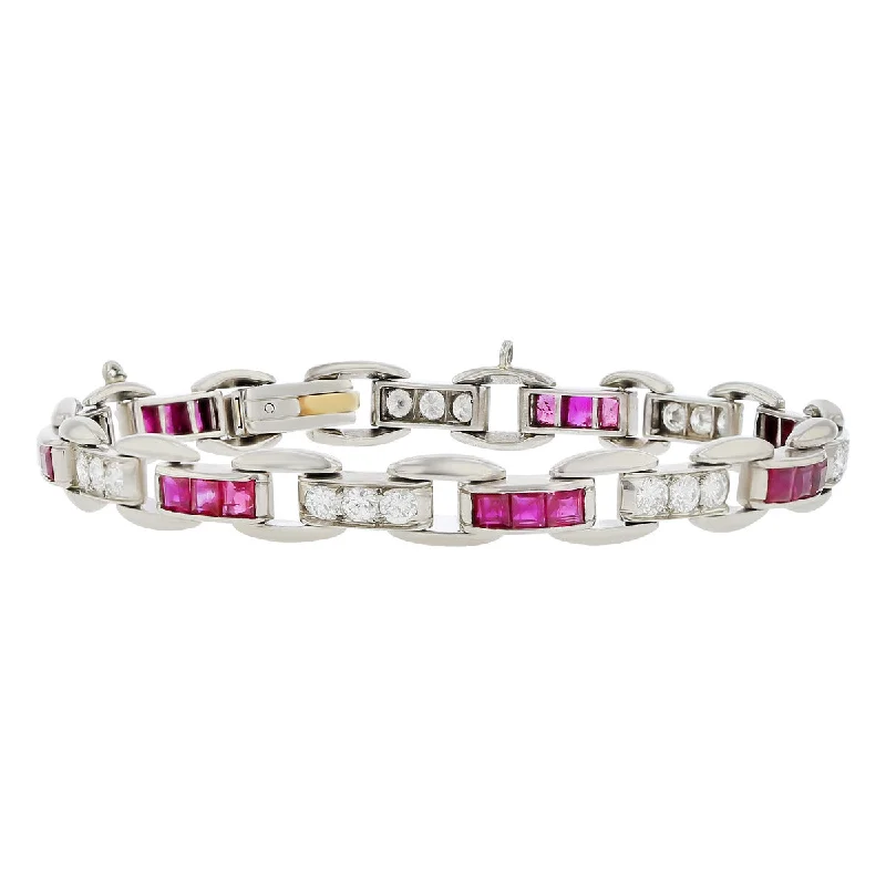 white gold infinity ring Tiffany Palladium Ruby and Diamond Bracelet