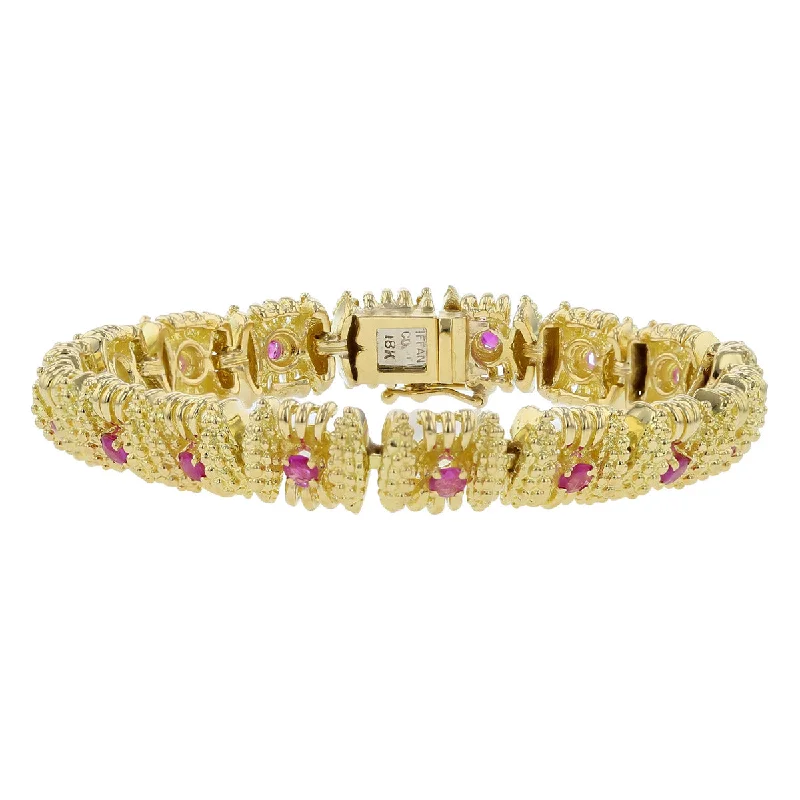 minimalist sapphire drop necklace Tiffany Pink Sapphire Bracelet in 18K Gold