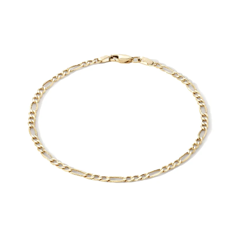 opal gemstone halo ring 10K "Figaro" Chain Bracelet