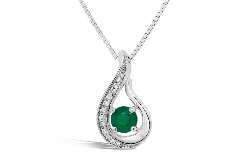 boho gemstone anklet .08CT Diamond & Emerald Pendant