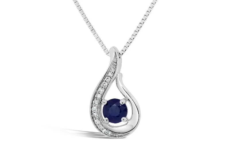 custom star sign necklace .08CT Diamond & Sapphire Pendant