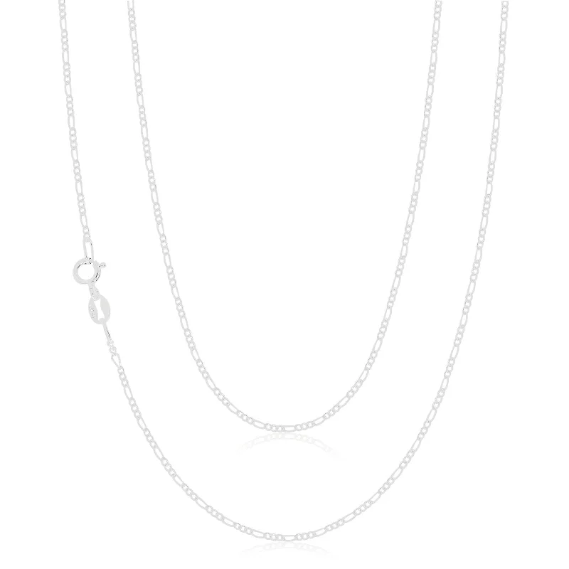 adjustable charm necklace Sterling Silver 40cm Figaro Chain